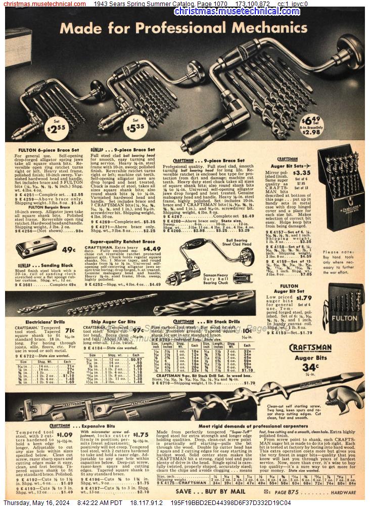 1943 Sears Spring Summer Catalog, Page 1070