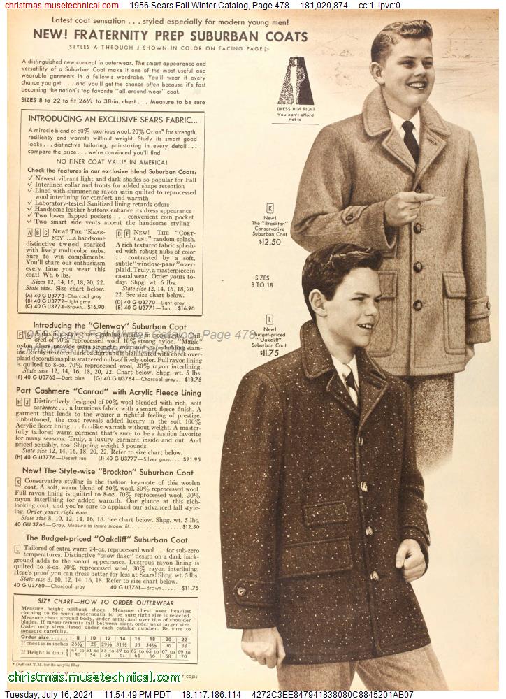1956 Sears Fall Winter Catalog, Page 478