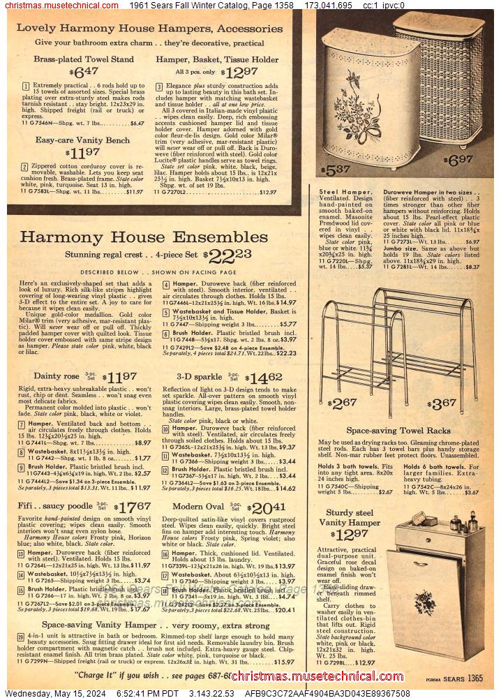 1961 Sears Fall Winter Catalog, Page 1358