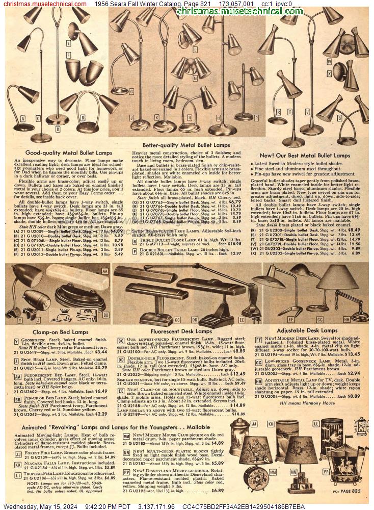 1956 Sears Fall Winter Catalog, Page 821