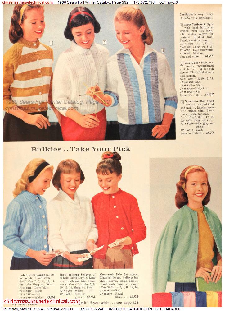 1960 Sears Fall Winter Catalog, Page 392