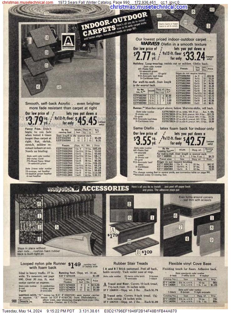 1973 Sears Fall Winter Catalog, Page 990