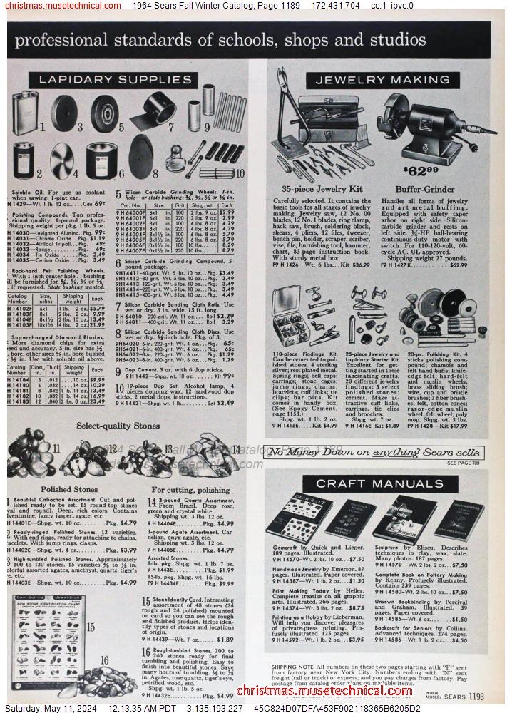 1964 Sears Fall Winter Catalog, Page 1189