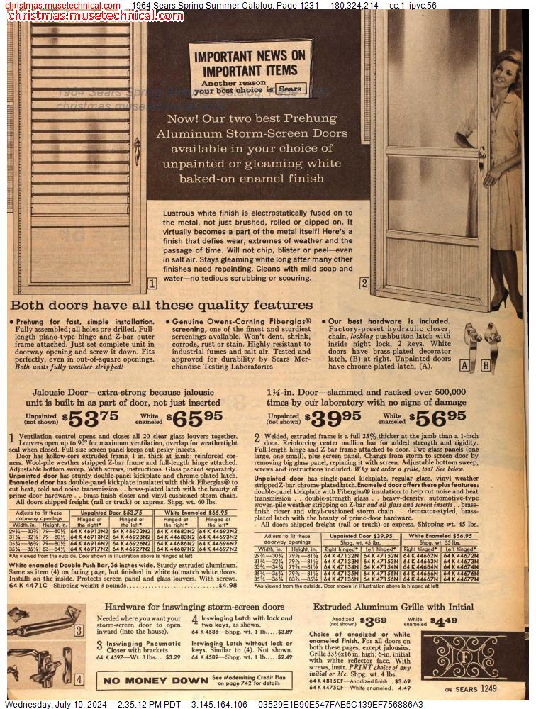 1964 Sears Spring Summer Catalog, Page 1231
