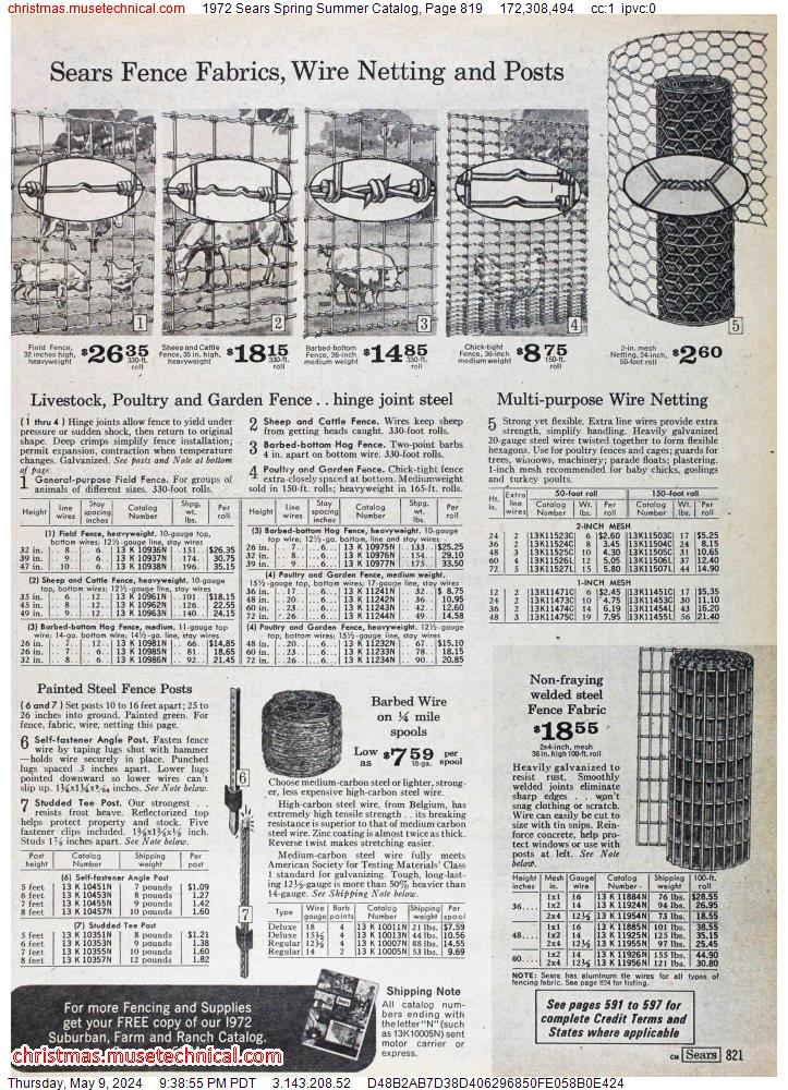 1972 Sears Spring Summer Catalog, Page 819