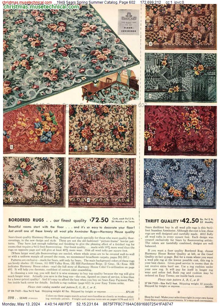 1949 Sears Spring Summer Catalog, Page 602