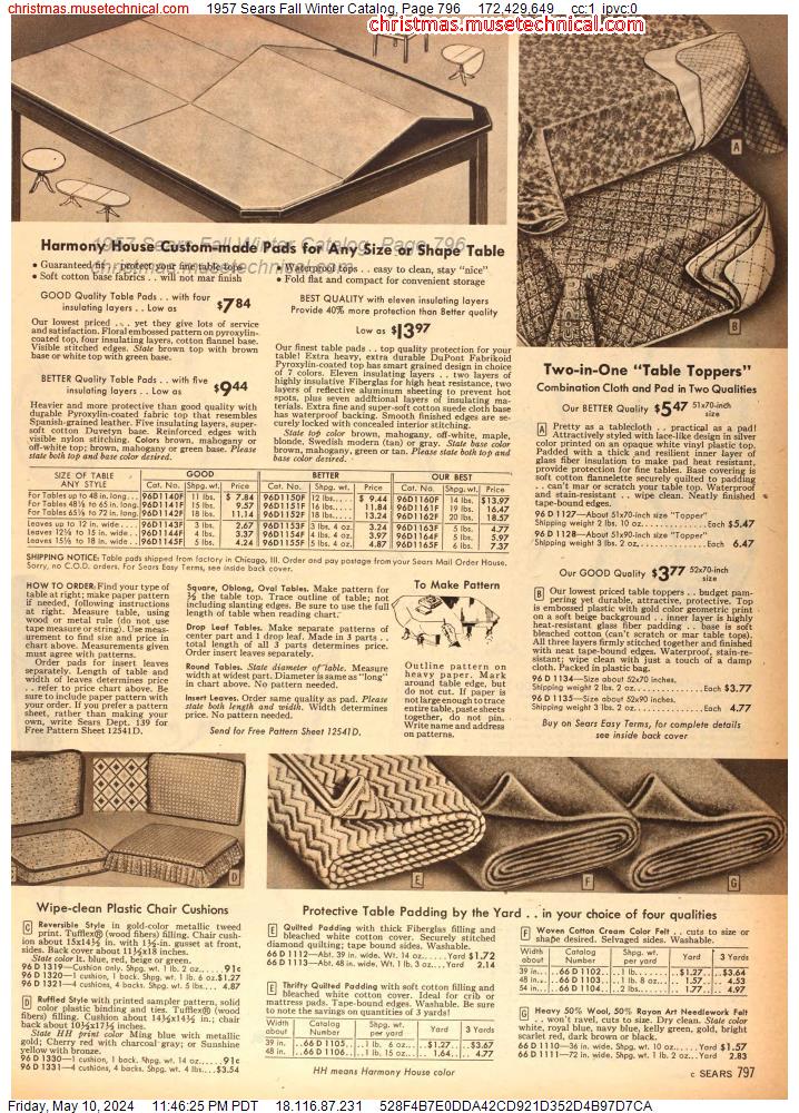 1957 Sears Fall Winter Catalog, Page 796