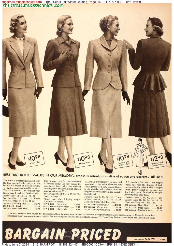 1952 Sears Fall Winter Catalog, Page 207