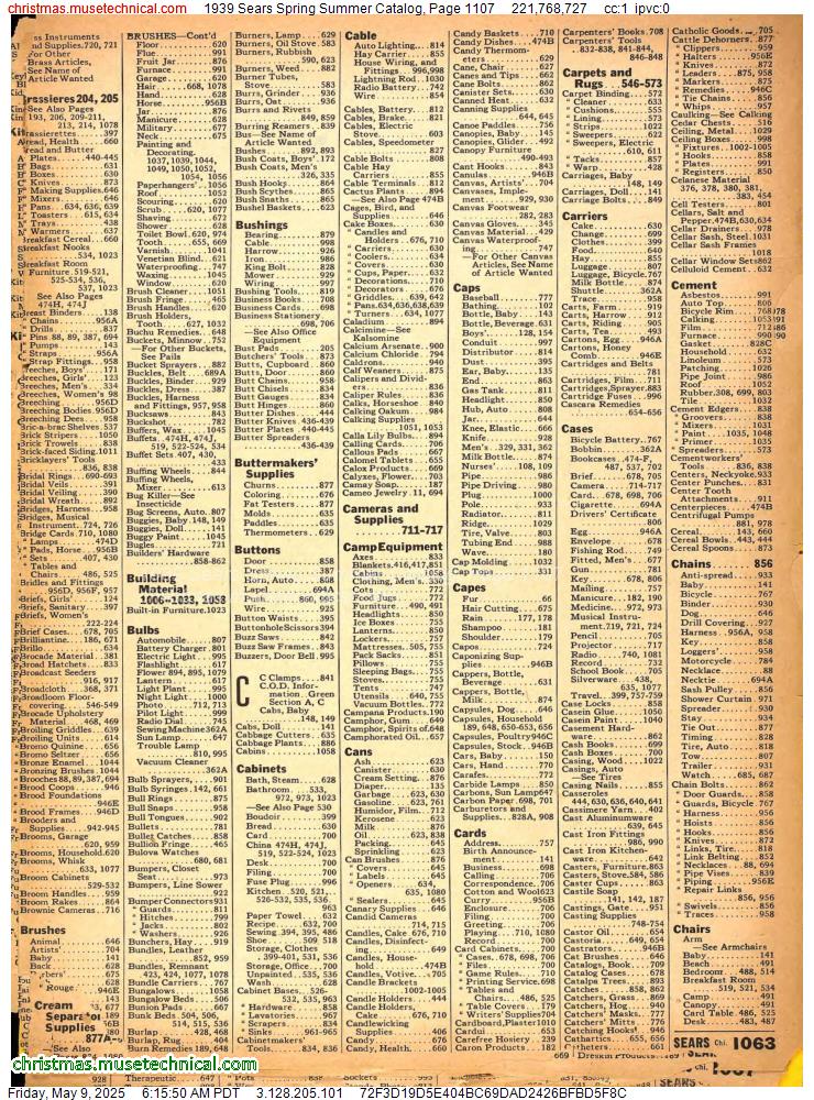 1939 Sears Spring Summer Catalog, Page 1107
