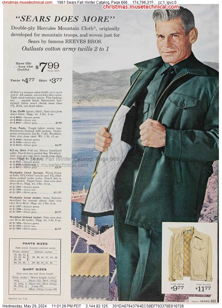 1961 Sears Fall Winter Catalog, Page 666