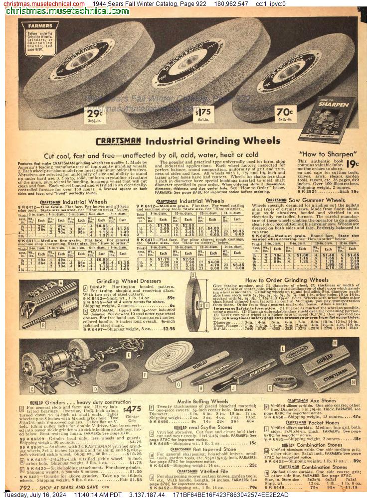 1944 Sears Fall Winter Catalog, Page 922