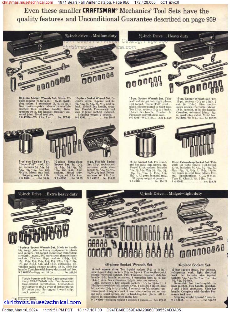1971 Sears Fall Winter Catalog, Page 956