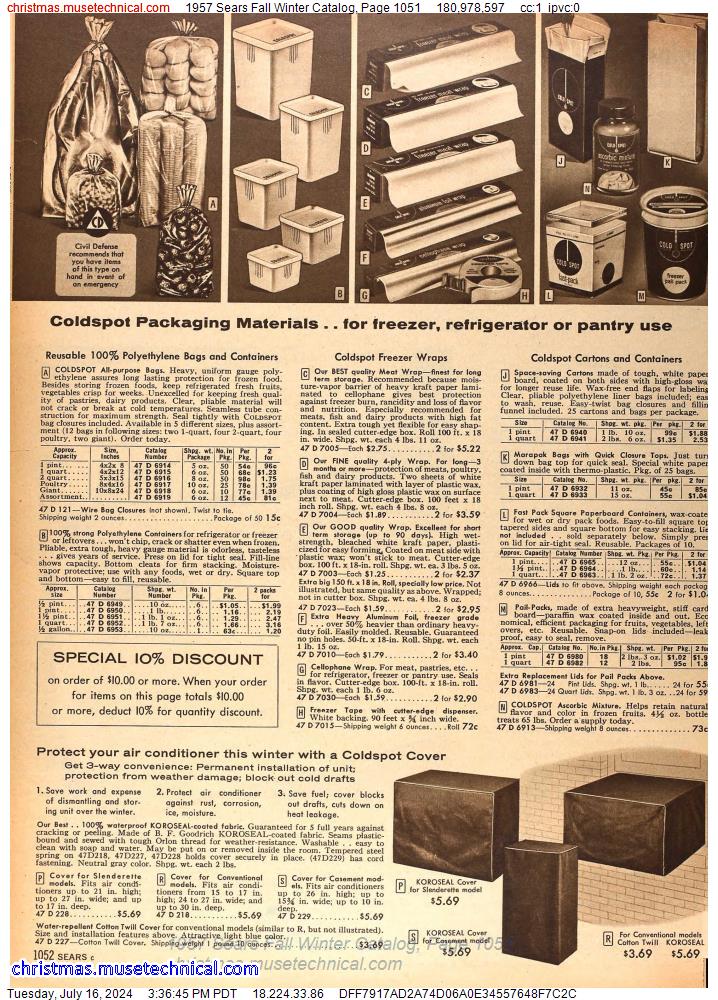 1957 Sears Fall Winter Catalog, Page 1051