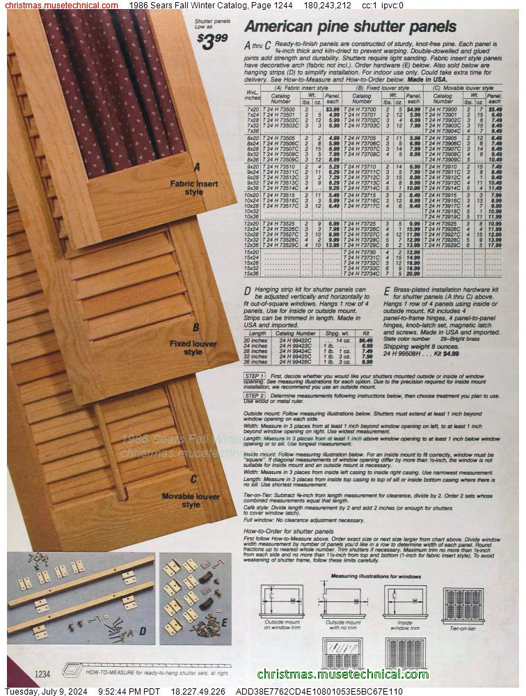 1986 Sears Fall Winter Catalog, Page 1244