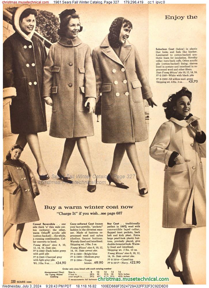 1961 Sears Fall Winter Catalog, Page 327