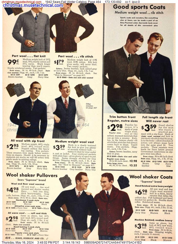 1942 Sears Fall Winter Catalog, Page 464
