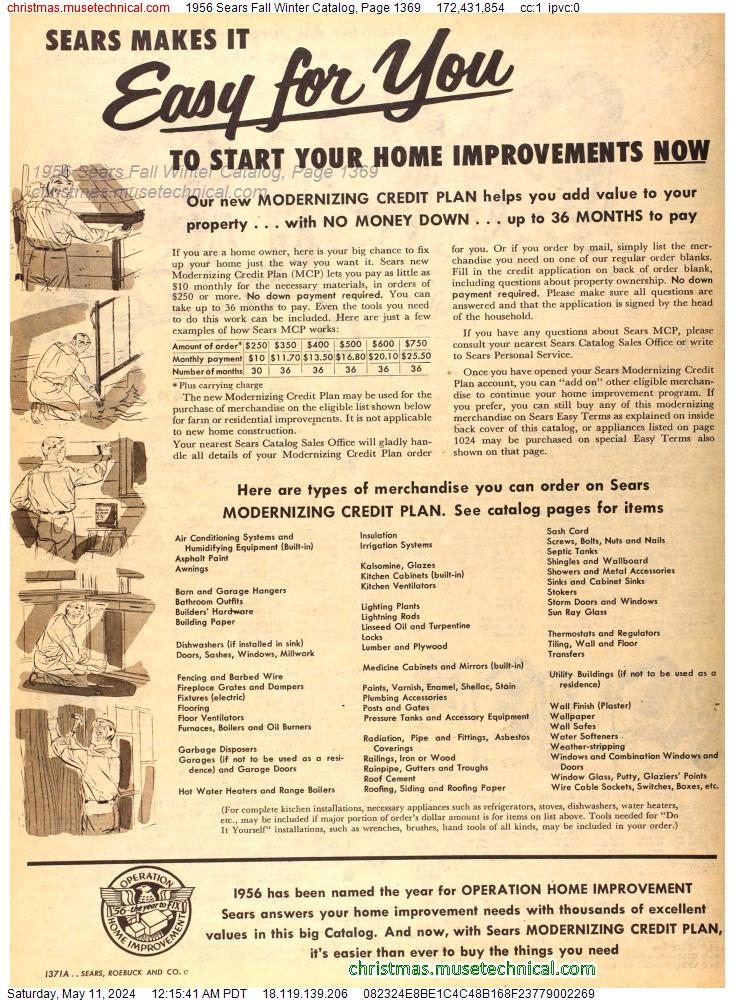 1956 Sears Fall Winter Catalog, Page 1369