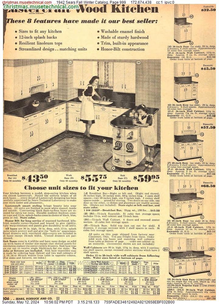 1942 Sears Fall Winter Catalog, Page 999