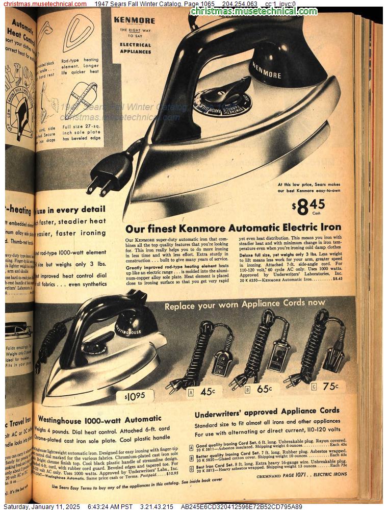 1947 Sears Fall Winter Catalog, Page 1065