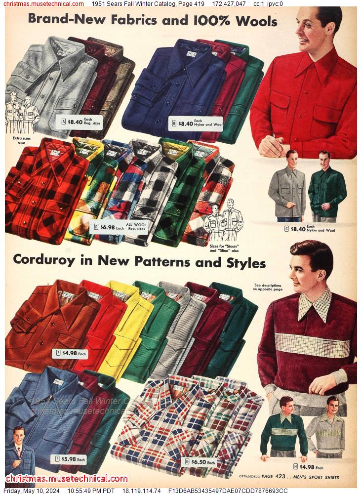 1951 Sears Fall Winter Catalog, Page 419