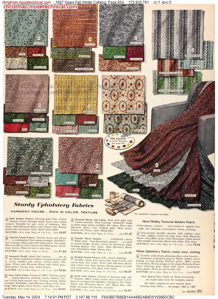 1957 Sears Fall Winter Catalog, Page 854