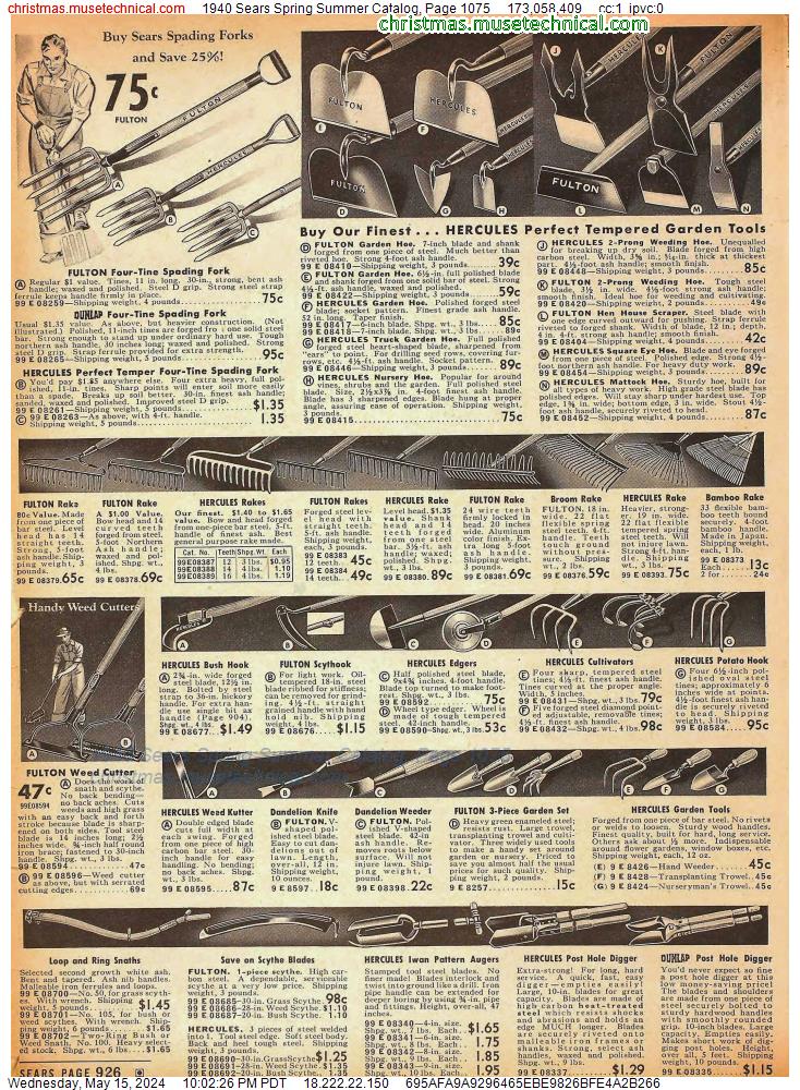 1940 Sears Spring Summer Catalog, Page 1075