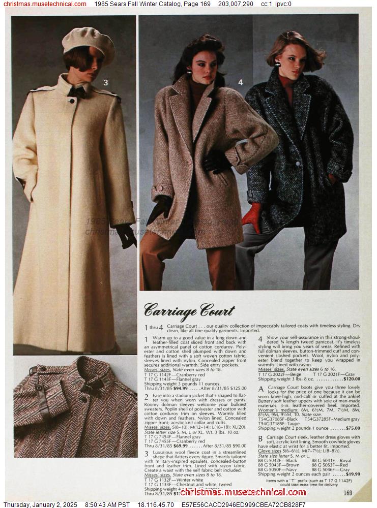 1985 Sears Fall Winter Catalog, Page 169