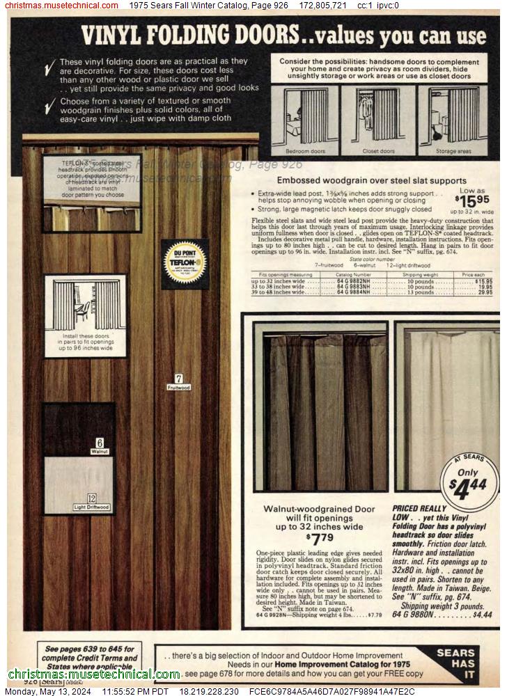 1975 Sears Fall Winter Catalog, Page 926