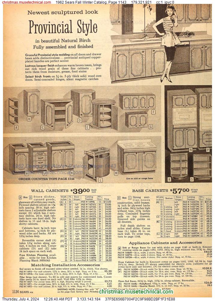 1962 Sears Fall Winter Catalog, Page 1143