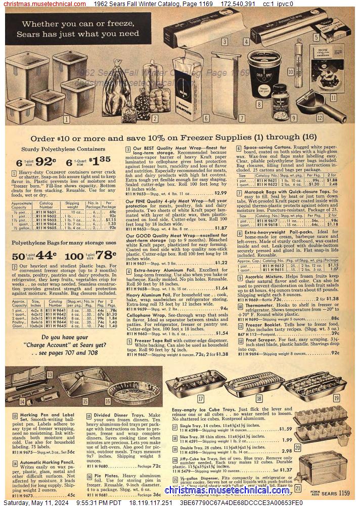 1962 Sears Fall Winter Catalog, Page 1169