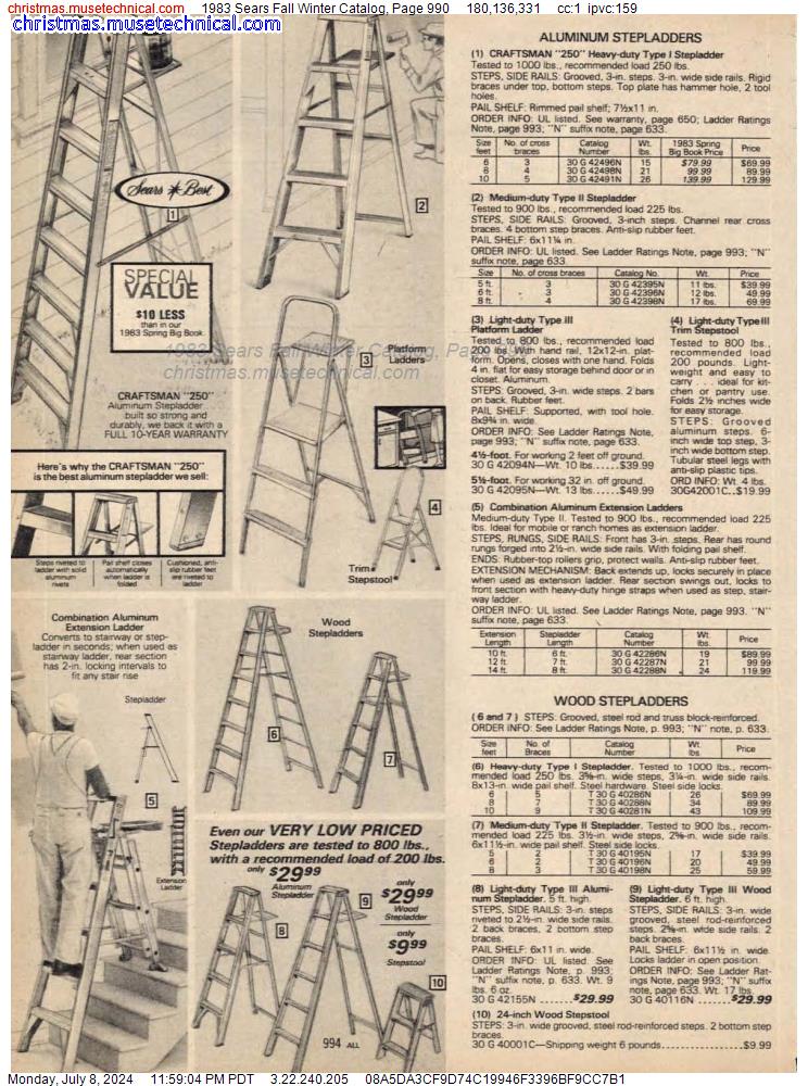 1983 Sears Fall Winter Catalog, Page 990
