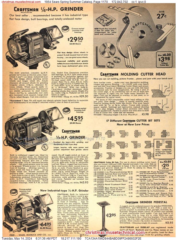 1954 Sears Spring Summer Catalog, Page 1170