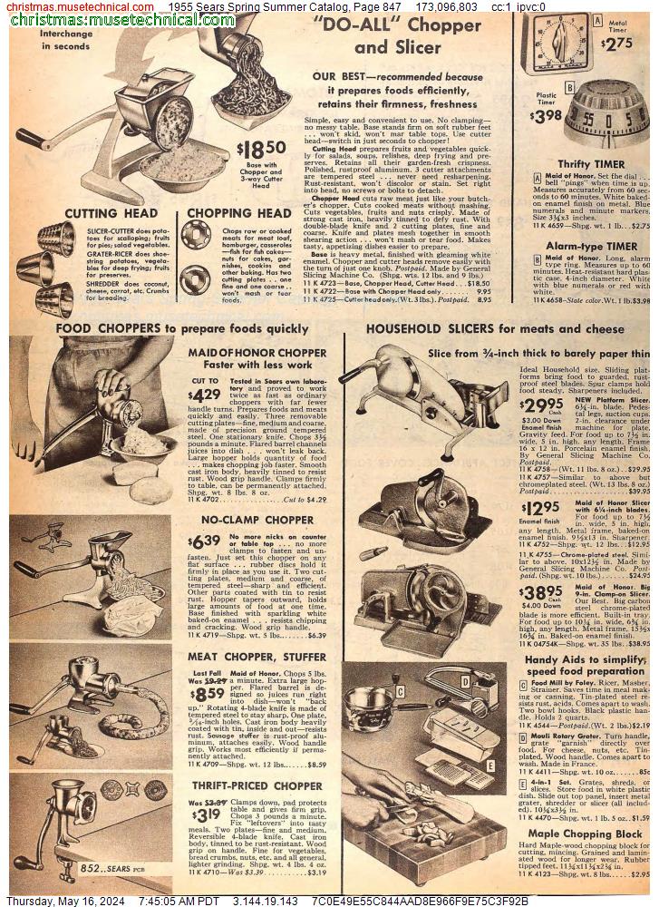 1955 Sears Spring Summer Catalog, Page 847