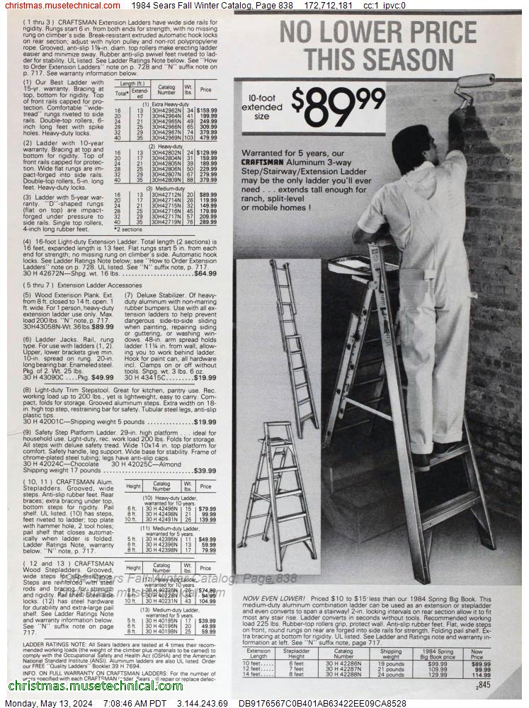 1984 Sears Fall Winter Catalog, Page 838