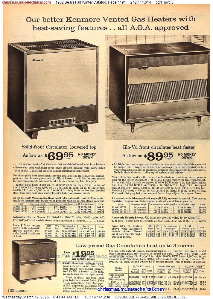 1962 Sears Fall Winter Catalog, Page 1191