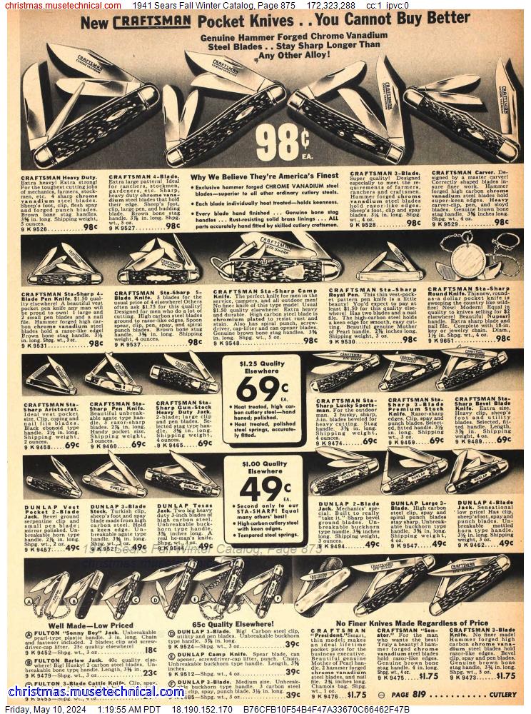 1941 Sears Fall Winter Catalog, Page 875