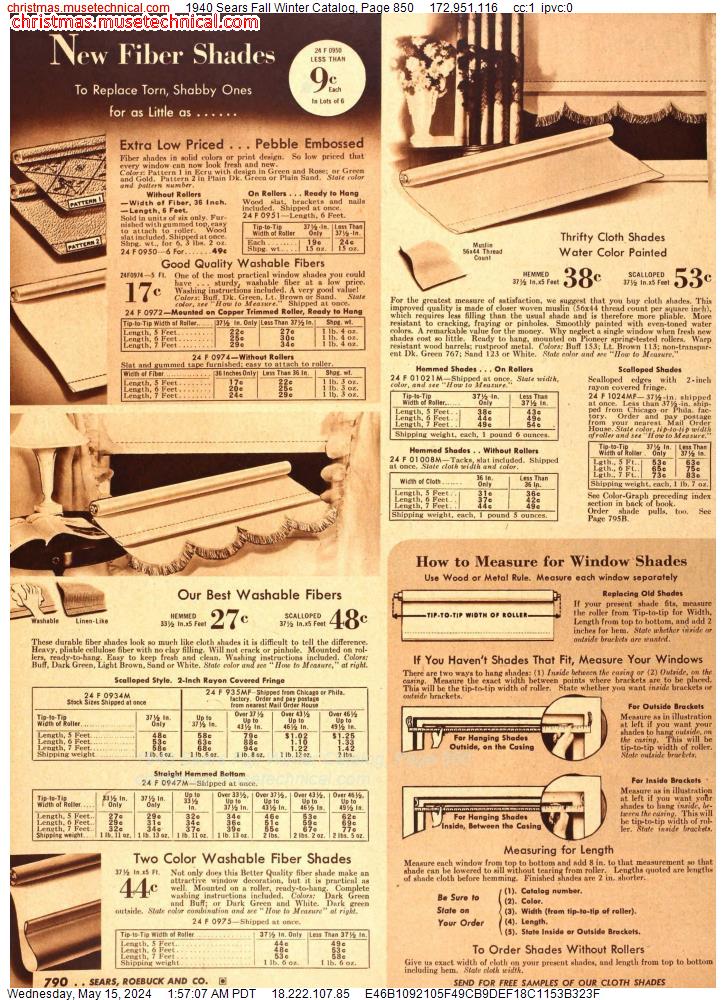 1940 Sears Fall Winter Catalog, Page 850