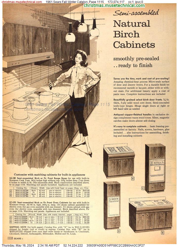 1961 Sears Fall Winter Catalog, Page 1115