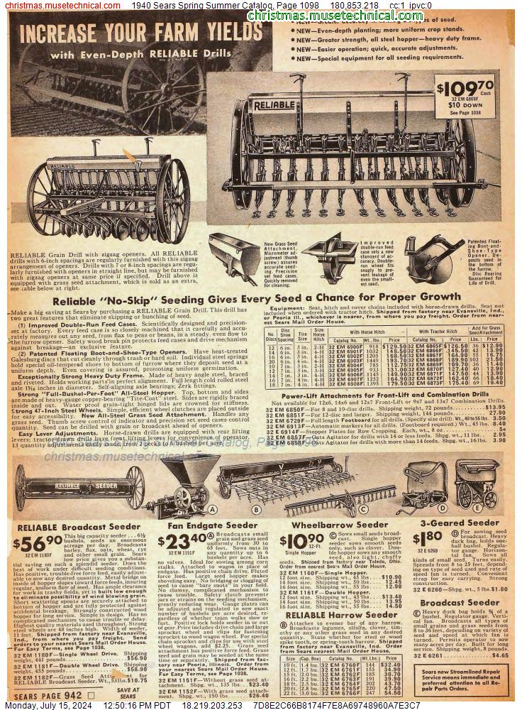 1940 Sears Spring Summer Catalog, Page 1098