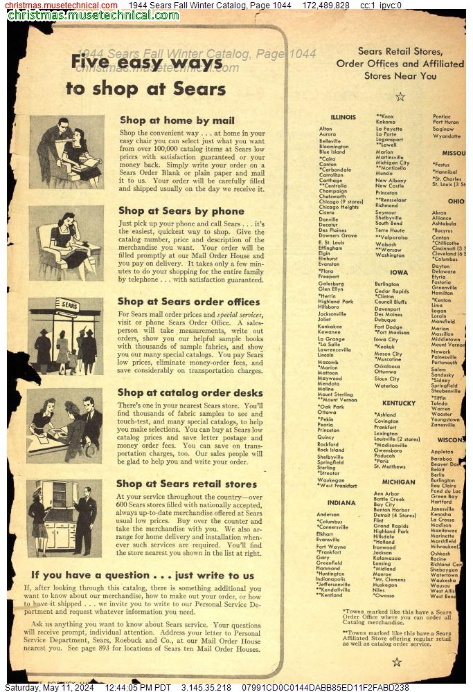 1944 Sears Fall Winter Catalog, Page 1044