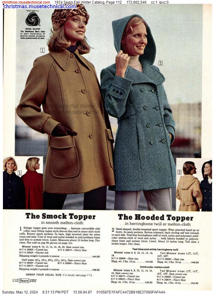 1974 Sears Fall Winter Catalog, Page 112