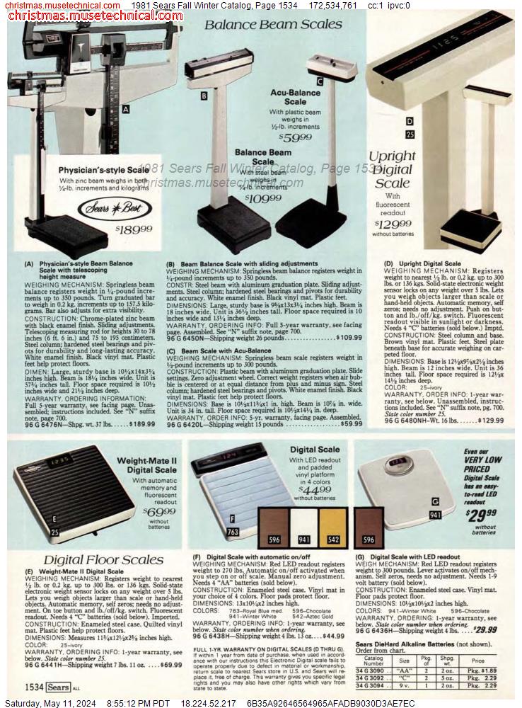 1981 Sears Fall Winter Catalog, Page 1534