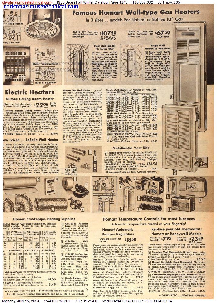 1955 Sears Fall Winter Catalog, Page 1243