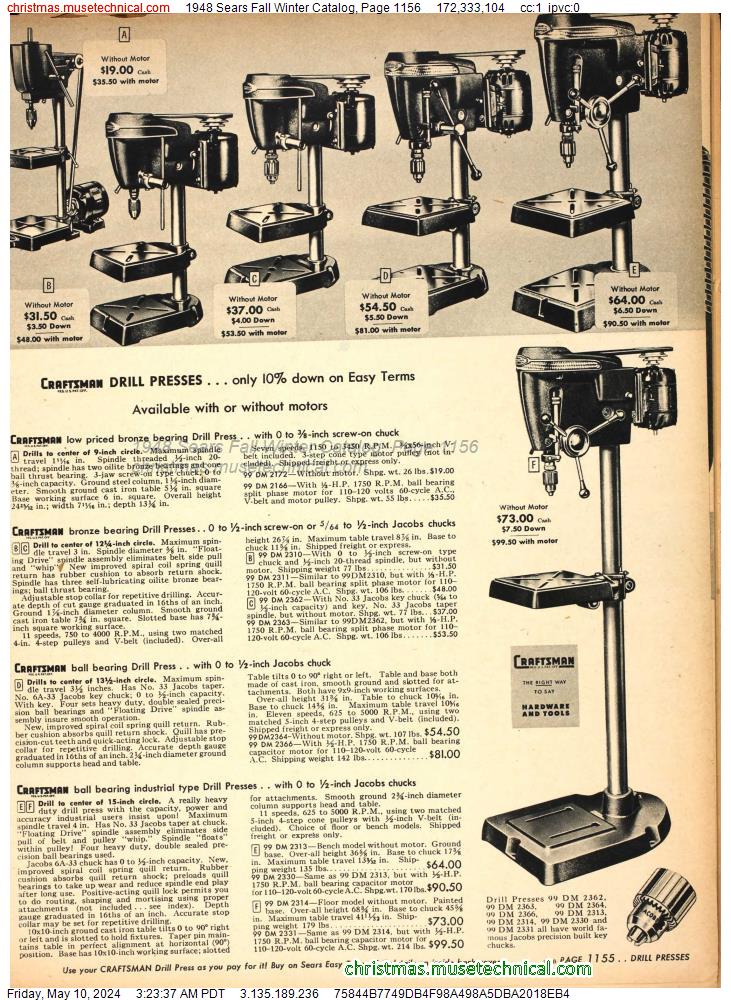 1948 Sears Fall Winter Catalog, Page 1156