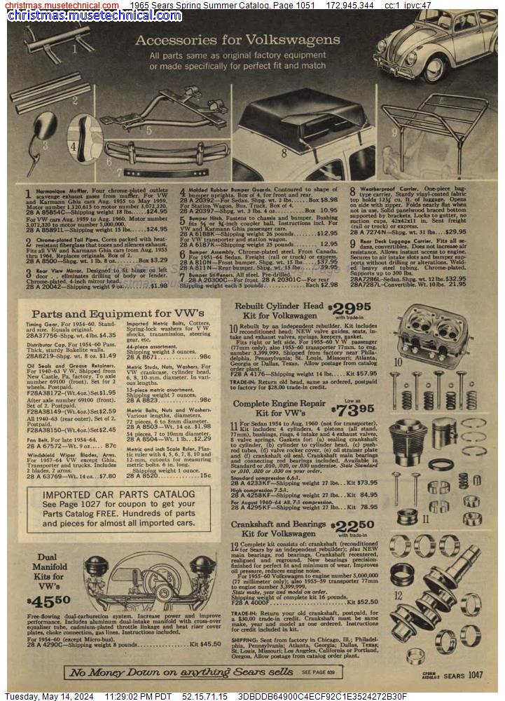 1965 Sears Spring Summer Catalog, Page 1051