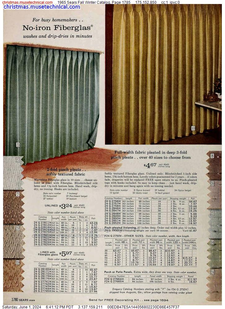 1965 Sears Fall Winter Catalog, Page 1785
