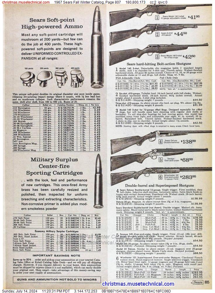 1967 Sears Fall Winter Catalog, Page 807