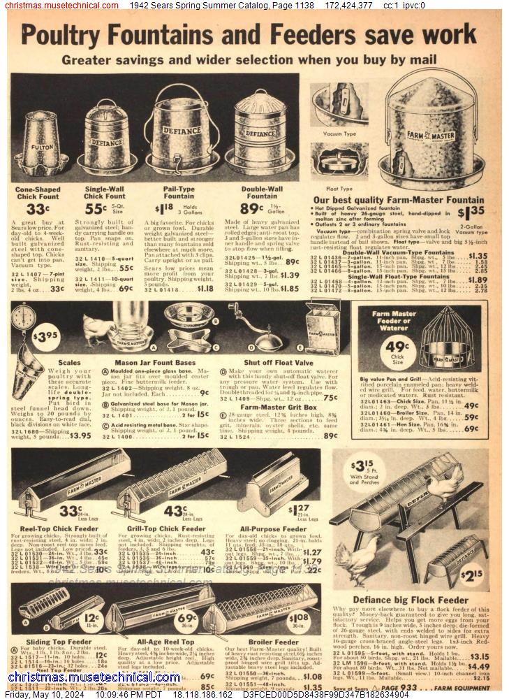 1942 Sears Spring Summer Catalog, Page 1138