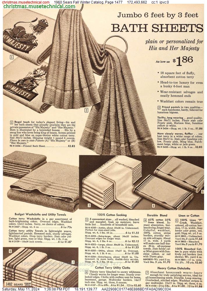 1960 Sears Fall Winter Catalog, Page 1477