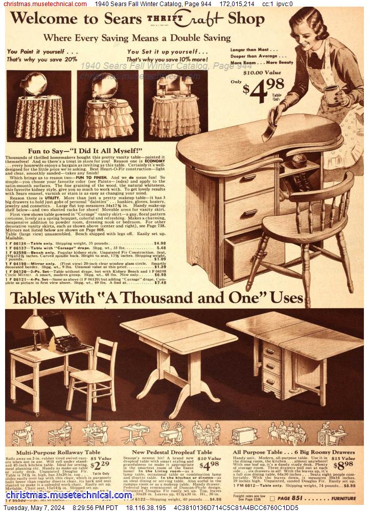 1940 Sears Fall Winter Catalog, Page 944